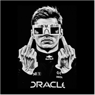Max Verstappen Middle finger 90s Wgite Posters and Art