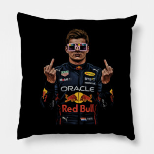 Memem Max Verstappen Middle finger Black white 90s Pillow