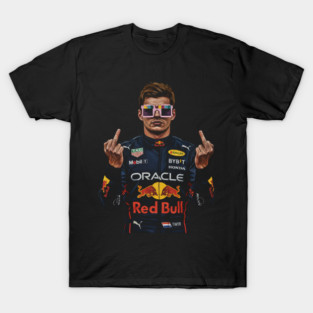 Memem Max Verstappen Middle finger Black white 90s T-Shirt