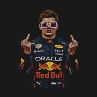 Memem Max Verstappen Middle finger Black white 90s T-Shirt
