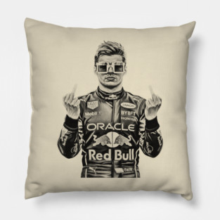 Memem Max Verstappen Middle finger Black Pillow