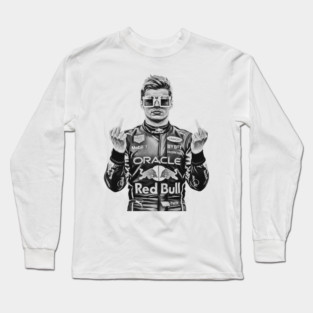 Memem Max Verstappen Middle finger Black Long Sleeve T-Shirt
