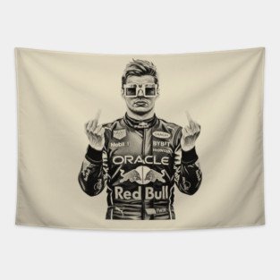 Memem Max Verstappen Middle finger Black Tapestry