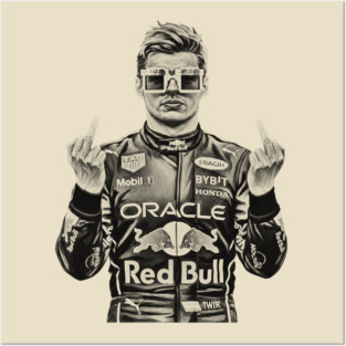 Memem Max Verstappen Middle finger Black Posters and Art