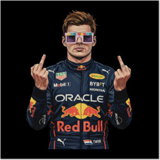 Max Verstappen Middle finger COmics Retro Posters and Art