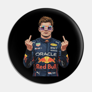 Max Verstappen Middle finger COmics 90s Pin