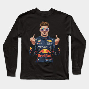 Max Verstappen Middle finger COmics 90s Long Sleeve T-Shirt