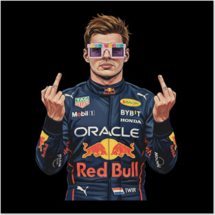 Max Verstappen Middle finger COmics 90s Posters and Art