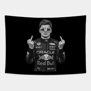 Max Verstappen Middle finger COmics 80s Tapestry