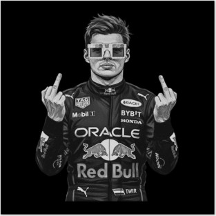 Max Verstappen Middle finger COmics 80s Posters and Art