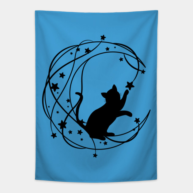 Lunar Cat Tapestry by Champanie's Store