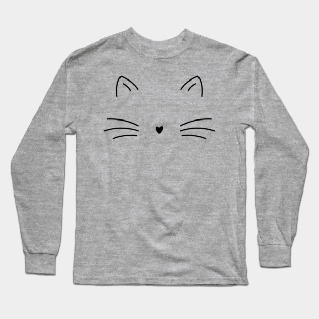 Elegant Minimalist Cat Line Art Long Sleeve T-Shirt by Champanie's Store