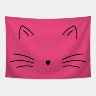 Elegant Minimalist Cat Line Art Tapestry