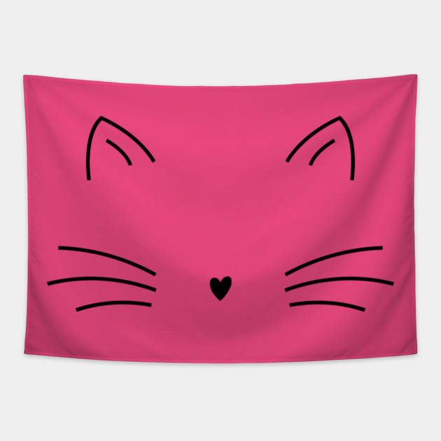 Elegant Minimalist Cat Line Art Tapestry by Champanie's Store
