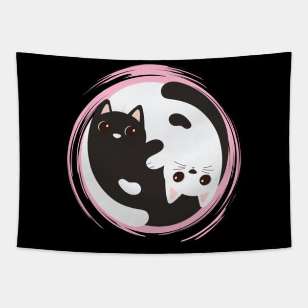 Yin & Yang Meowgic Tapestry by Champanie's Store