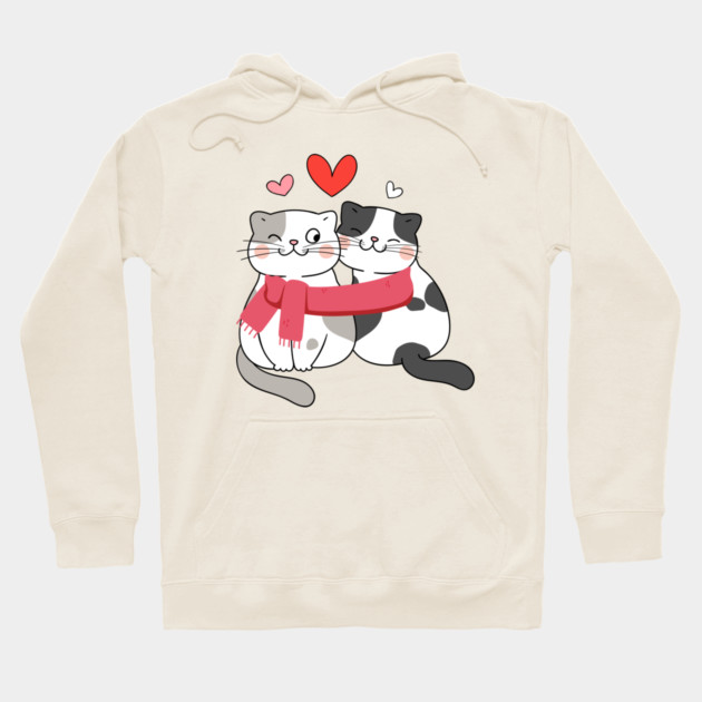 Romantic Kitty Couple Hoodie by Champanie's Store