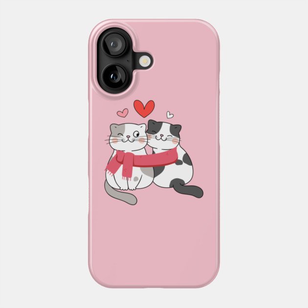 Romantic Kitty Couple Phone Case by Champanie's Store
