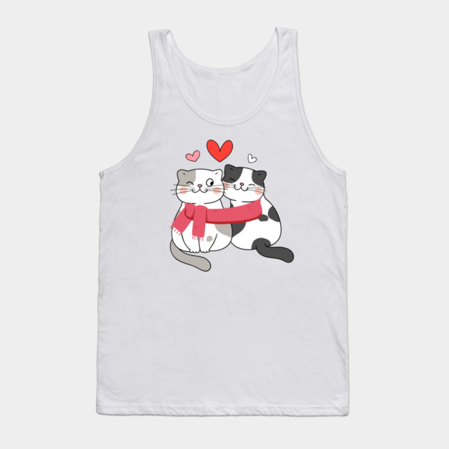 Romantic Kitty Couple Tank Top by Champanie's Store