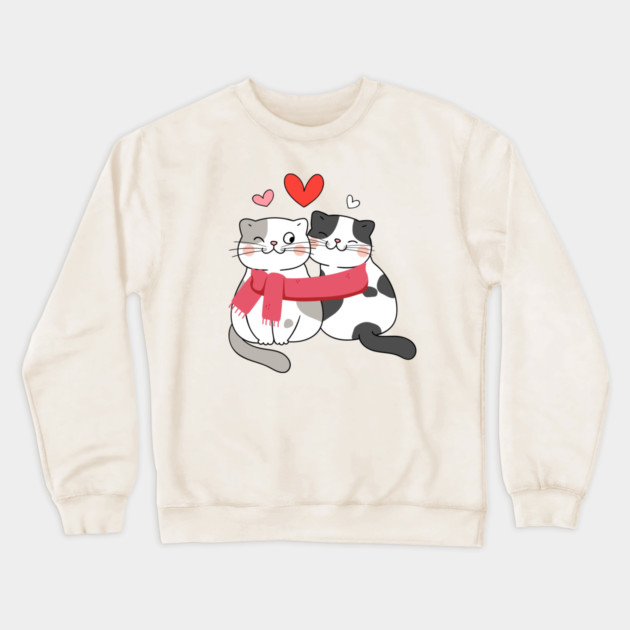 Romantic Kitty Couple Crewneck Sweatshirt by Champanie's Store