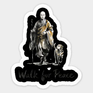 Walk for Peace Monks with Aloka Dog Peace Sticker
