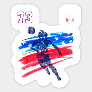 American USA Flag Soccer Jersey Favorite Lucky Number 73 Women Men Sticker