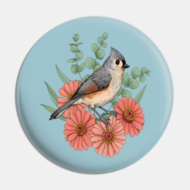Vintage Tufted Titmouse Garden Art Pin by BirdsnStuff