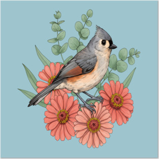 Vintage Tufted Titmouse Garden Art Posters and Art