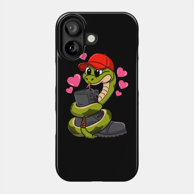 Red Hat Snake Loves Combat Boot Valentine Phone Case by belownormal
