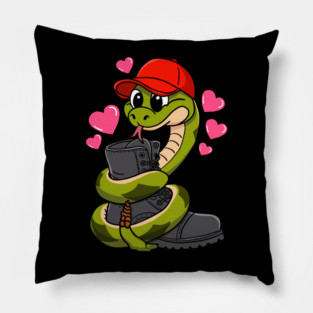 Red Hat Snake Loves Combat Boot Valentine Pillow