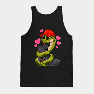 Red Hat Snake Loves Combat Boot Valentine Tank Top