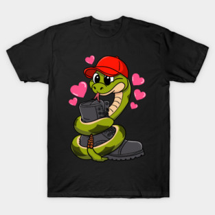 Red Hat Snake Loves Combat Boot Valentine T-Shirt