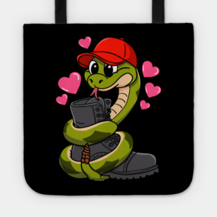 Red Hat Snake Loves Combat Boot Valentine Tote