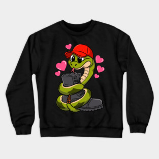 Red Hat Snake Loves Combat Boot Valentine Crewneck Sweatshirt