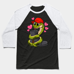 Red Hat Snake Loves Combat Boot Valentine Baseball T-Shirt