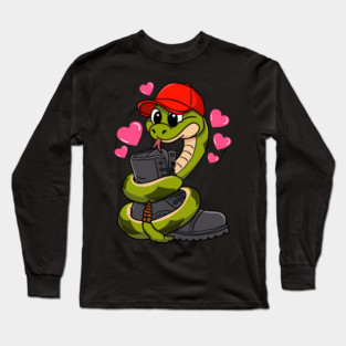 Red Hat Snake Loves Combat Boot Valentine Long Sleeve T-Shirt