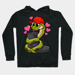Red Hat Snake Loves Combat Boot Valentine Hoodie