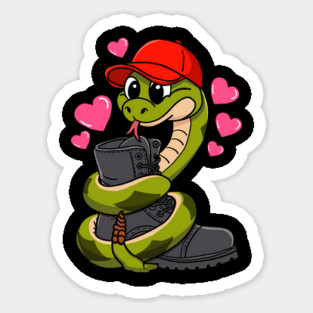 Red Hat Snake Loves Combat Boot Valentine Magnet