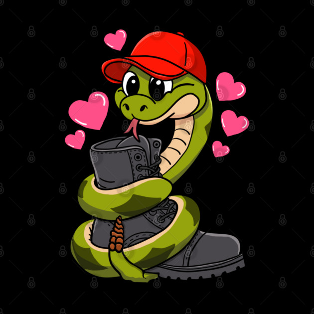 Red Hat Snake Loves Combat Boot Valentine by belownormal