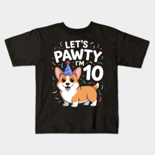10 Years Old Corgi Dog Lover 10th Birthday Party Outfit Kid Kids T-Shirt