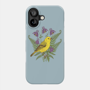 Vintage Yellow Warbler Floral Art Phone Case