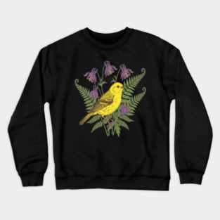 Vintage Yellow Warbler Floral Art Crewneck Sweatshirt