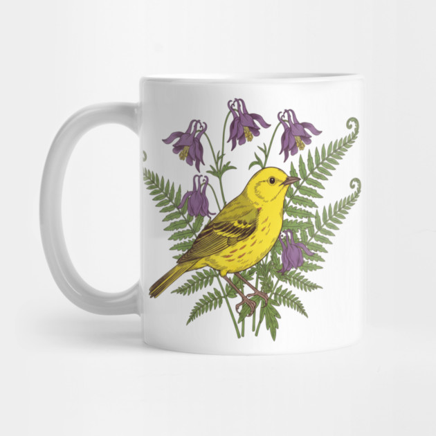 Vintage Yellow Warbler Floral Art by BirdsnStuff