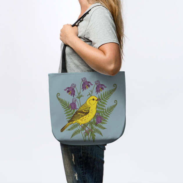 Vintage Yellow Warbler Floral Art by BirdsnStuff