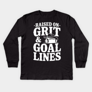 Raised on Grit & Goal Lines Kids Long Sleeve T-Shirt