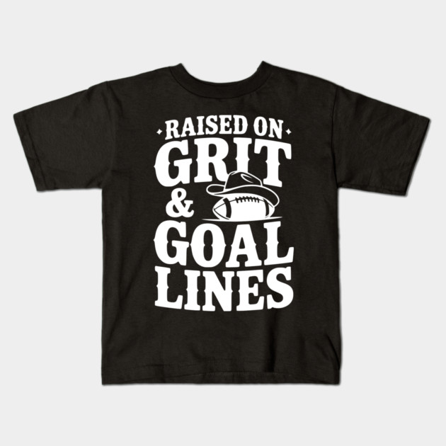 Raised on Grit & Goal Lines Kids T-Shirt by Frank Ring