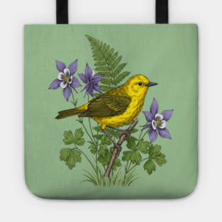 Yellow Warbler Botanical Forest Art Tote