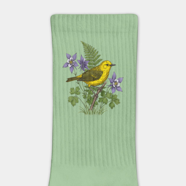 Yellow Warbler Botanical Forest Art by BirdsnStuff