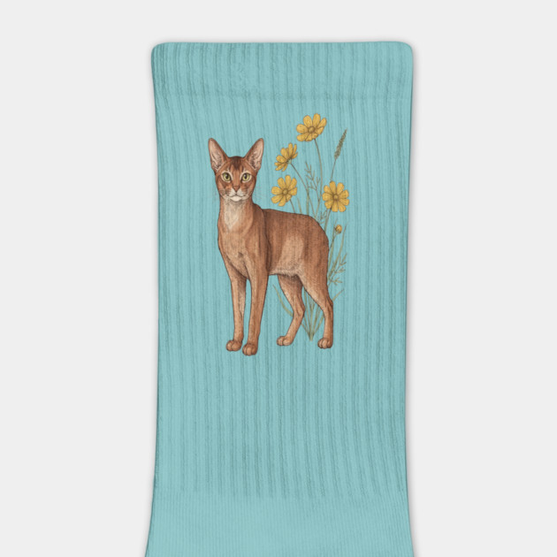 Vintage Abyssinian Cat Floral Design by BirdsnStuff