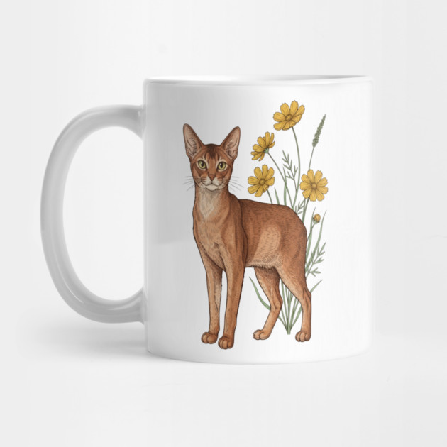 Vintage Abyssinian Cat Floral Design by BirdsnStuff
