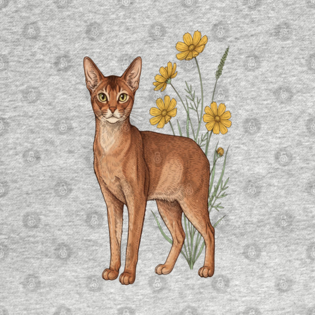 Vintage Abyssinian Cat Floral Design by BirdsnStuff